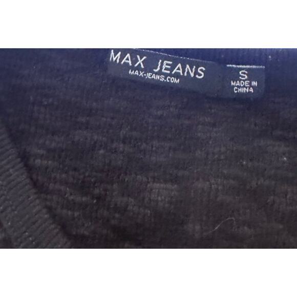 Max Jeans Small Black Top Geometric Print on Back Long Sleeve Cotton Blend - Picture 3 of 6